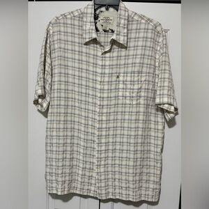 Polo Jeans Ralph Lauren Men’s XXL Beige Plaid Rayon Y2K Vtg Button Up Shirt